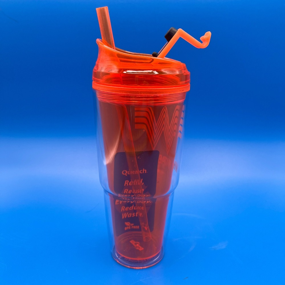 Whataburger Orange Double Wall Insulated Travel Tumbler Cup with Lid and Straw - Picture 2 of 8